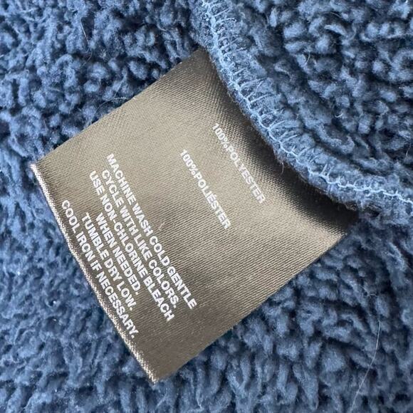 VOYAGER / blue plaid snap button faux fur lined fleece shacket / M - Picture 6 of 9